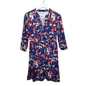 J.Crew XXS Floral Shift Dress Pink Blue Long Sleeve Work Casual